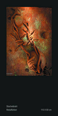 Mario Andruet - Bild Stacheldraht Metallfarben 110x80cm
